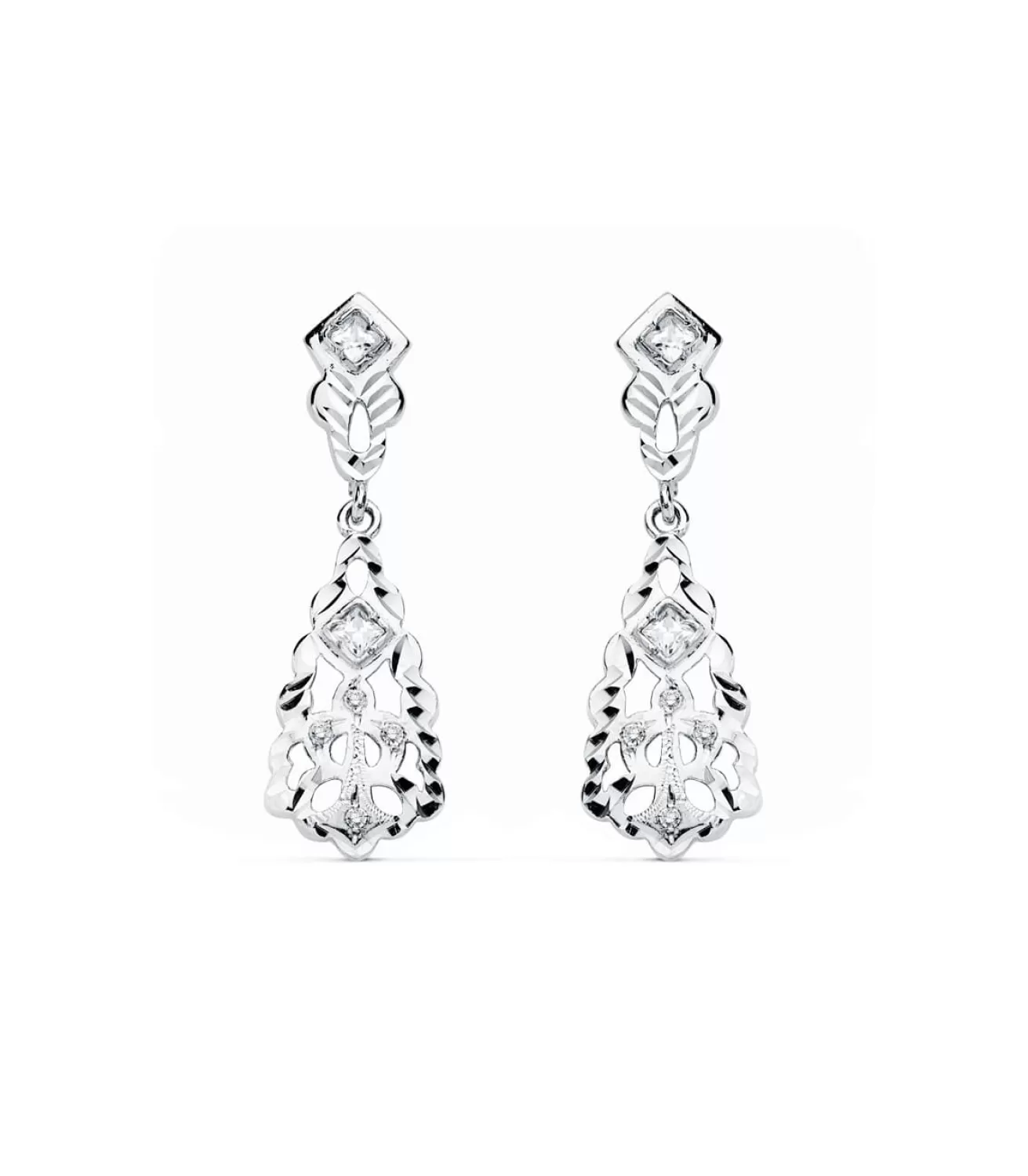 Pendientes De Novia Oro Blanco 18K Lapidados<Alda Joyeros Hot