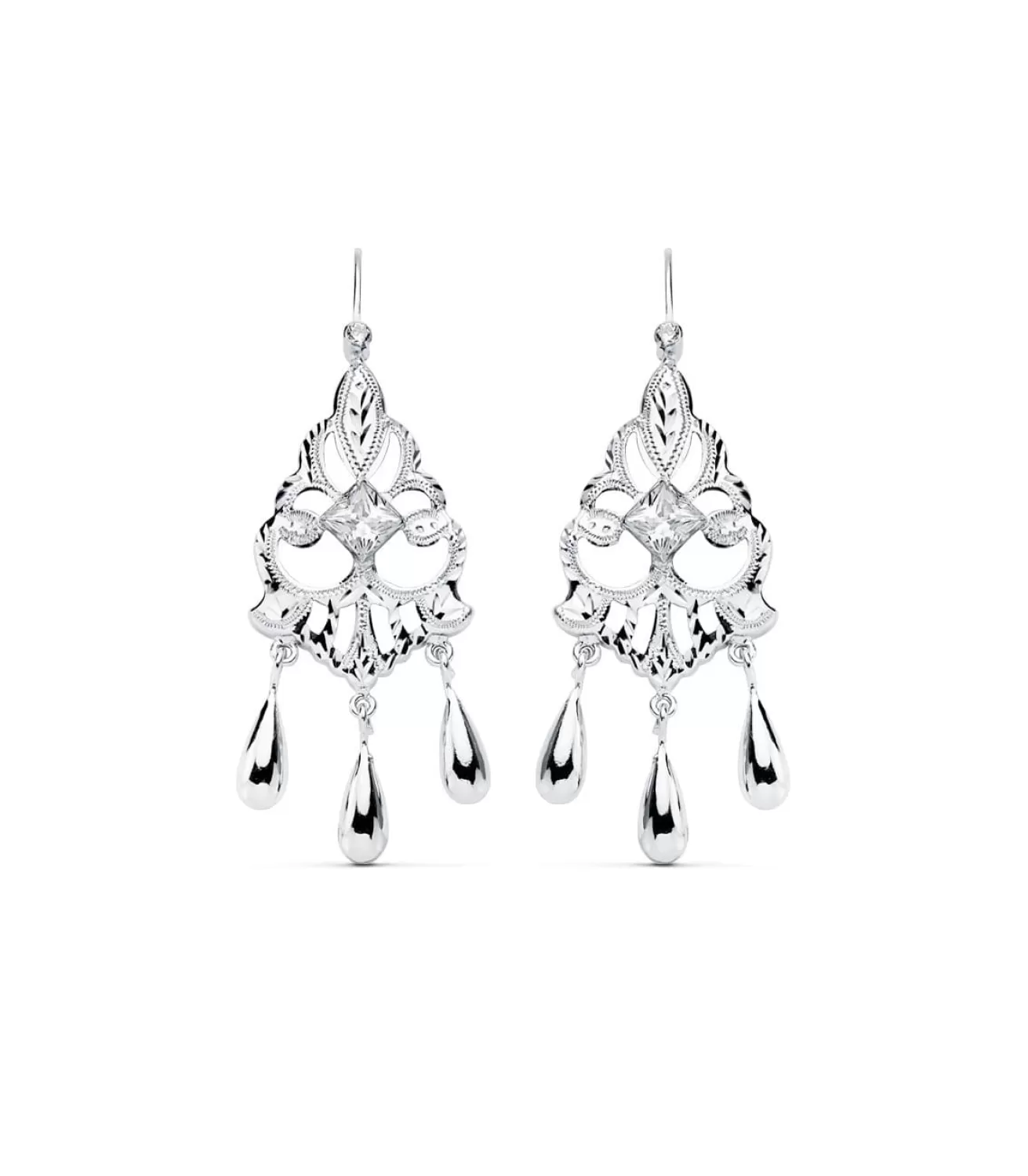 Pendientes De Novia Zulema Oro Blanco 18K Lapidados<Alda Joyeros Hot