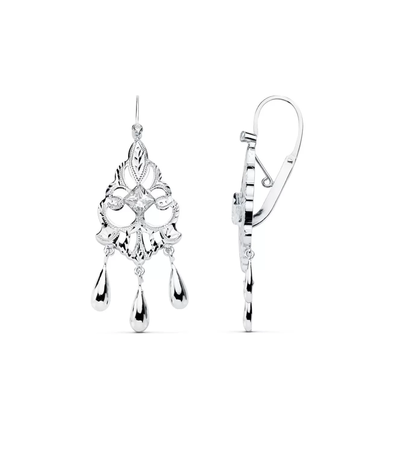 Pendientes De Novia Zulema Oro Blanco 18K Lapidados<Alda Joyeros Hot