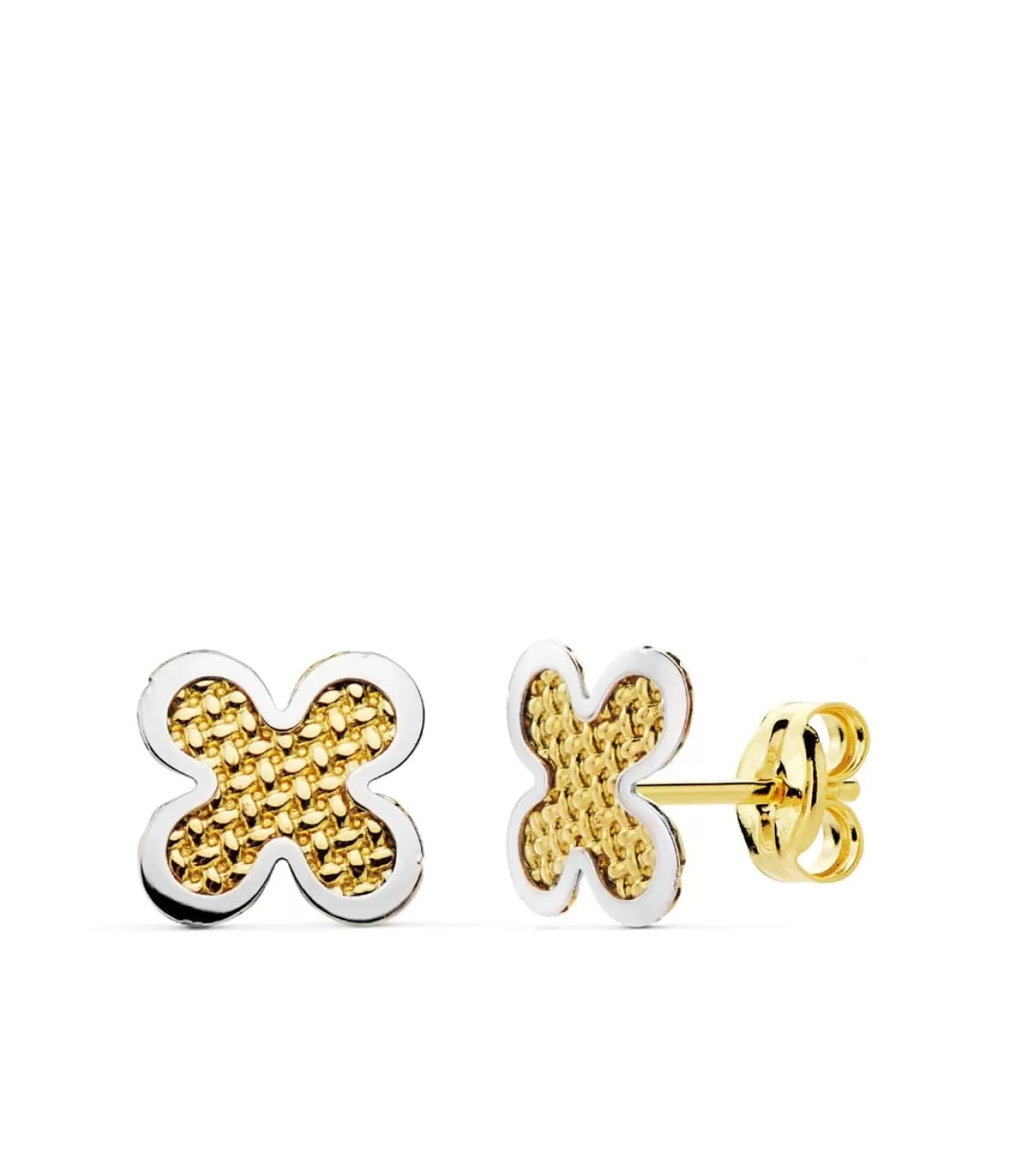 Pendientes Deme Trebol Niña Oro Bicolor 18 K 7 Mm<Alda Joyeros Fashion