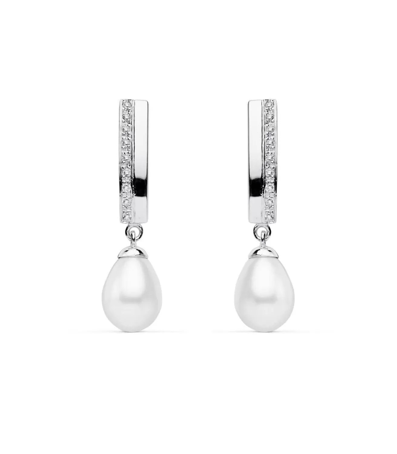 Pendientes Duquesa D'Orleans Oro Blanco 9K Perla<Alda Joyeros Outlet