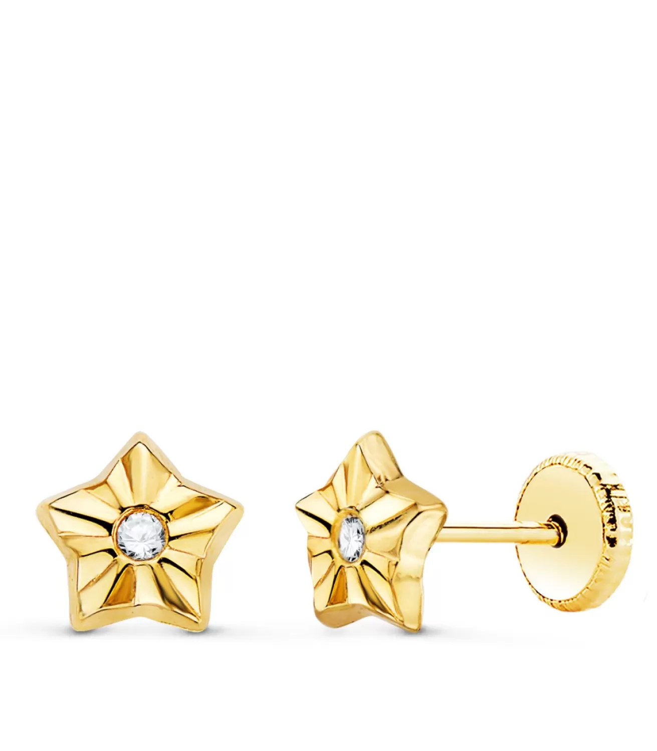 Pendientes Estrella Ondas Oro Amarillo 18K 6.5Mm<Alda Joyeros Best