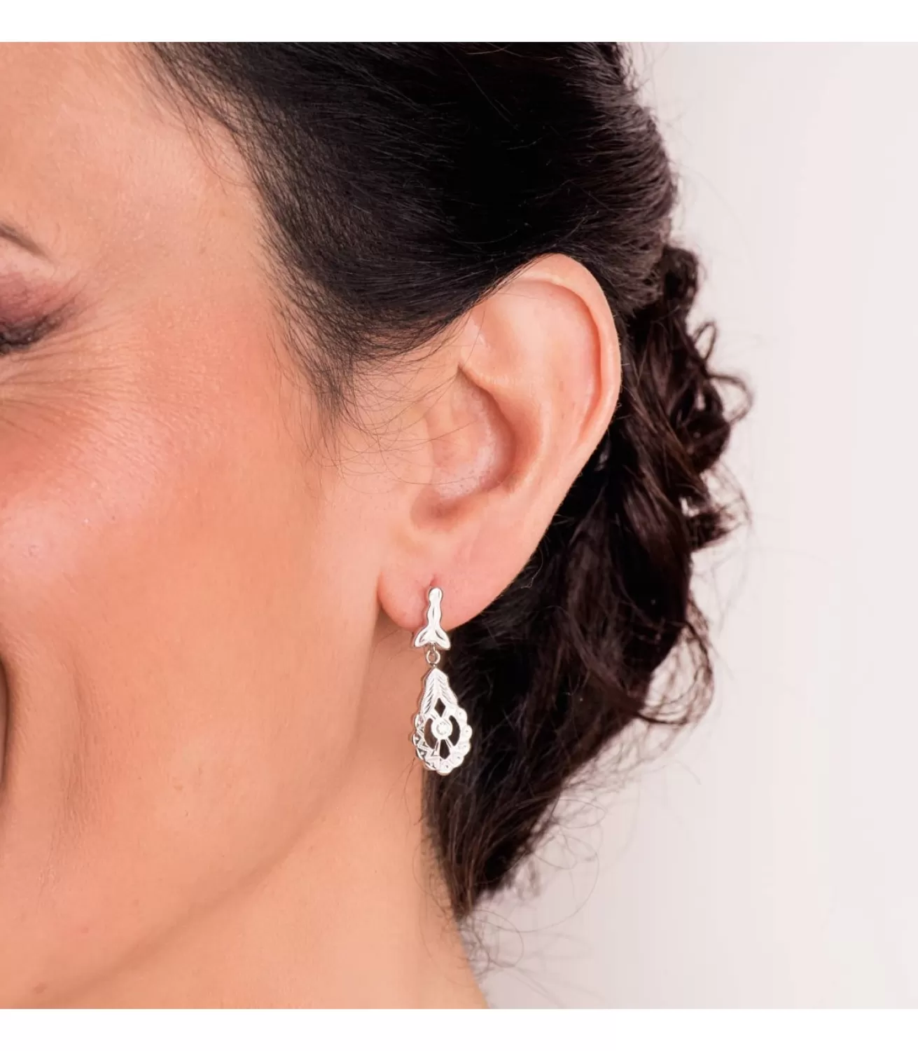 Pendientes Flor De Granada Oro Blanco 18K Lapidados<Alda Joyeros Outlet