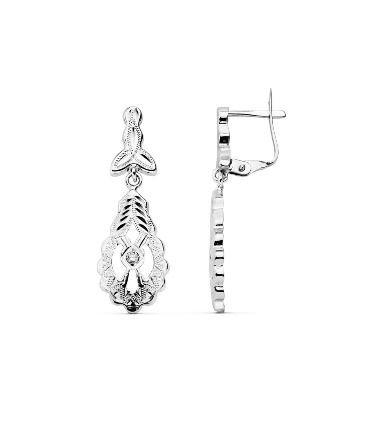 Pendientes Flor De Granada Oro Blanco 18K Lapidados<Alda Joyeros Outlet