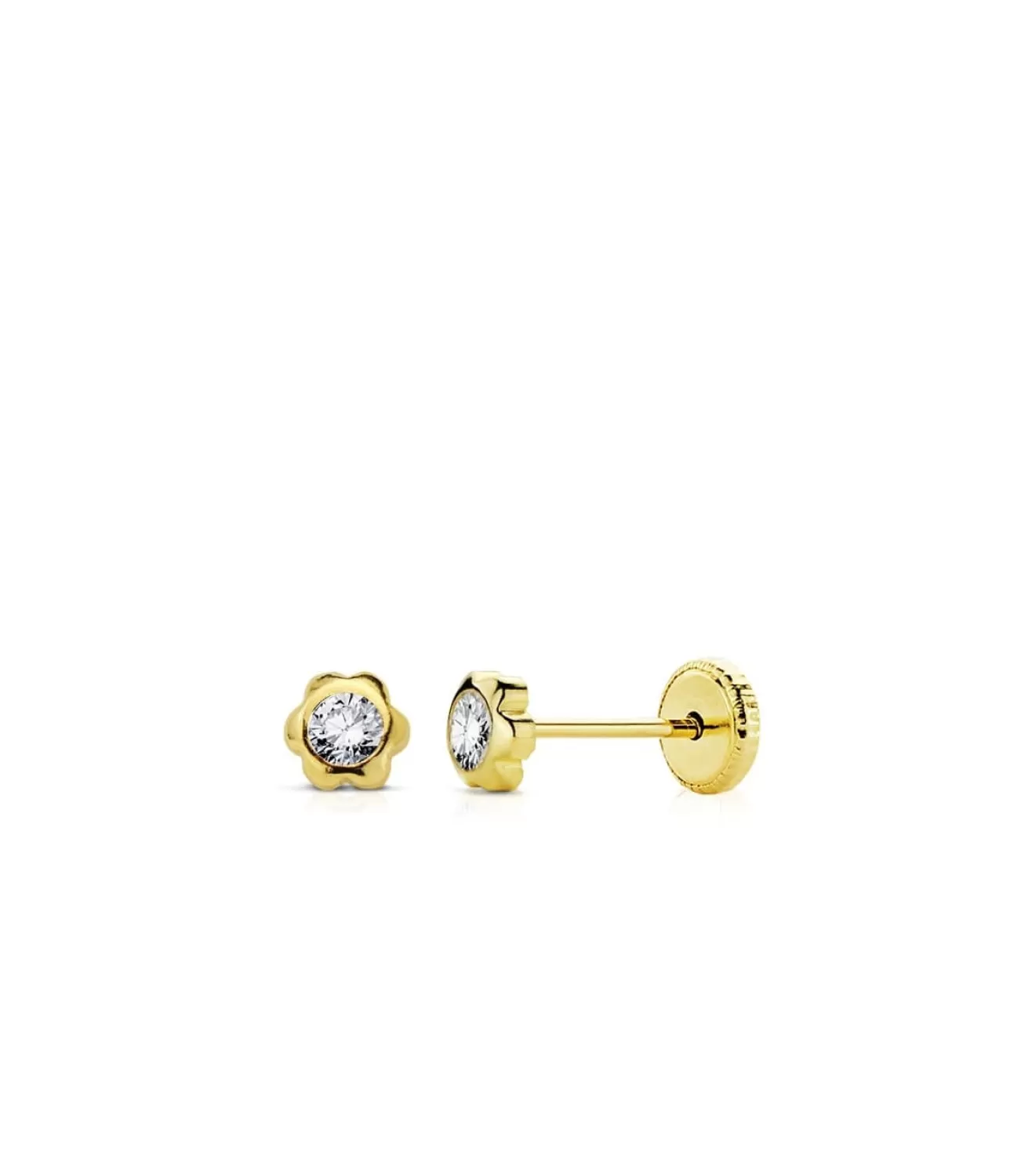 Pendientes Infantil Margarita Circonita Oro Amarillo 18 K 4 Mm<Alda Joyeros Shop