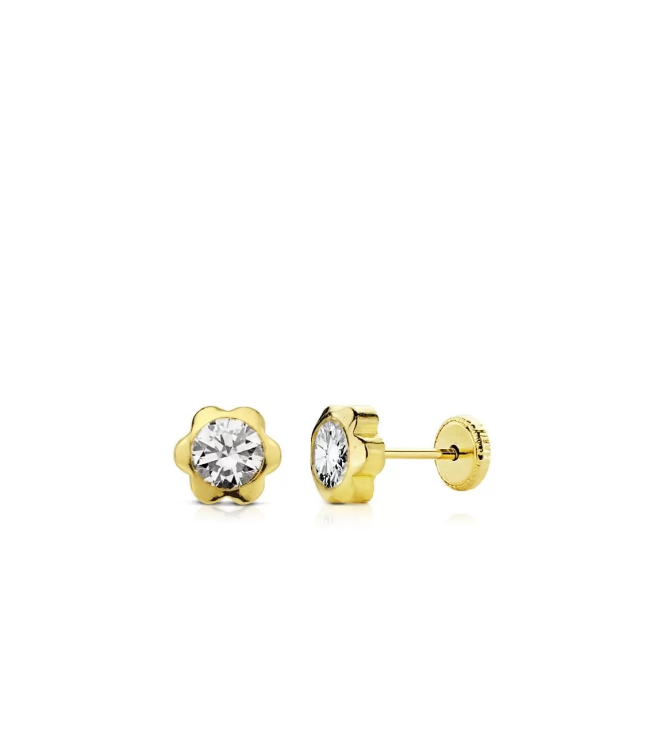 Pendientes Infantiles Margarita Circonita Oro Amarillo 18 K 6 Mm<Alda Joyeros Online
