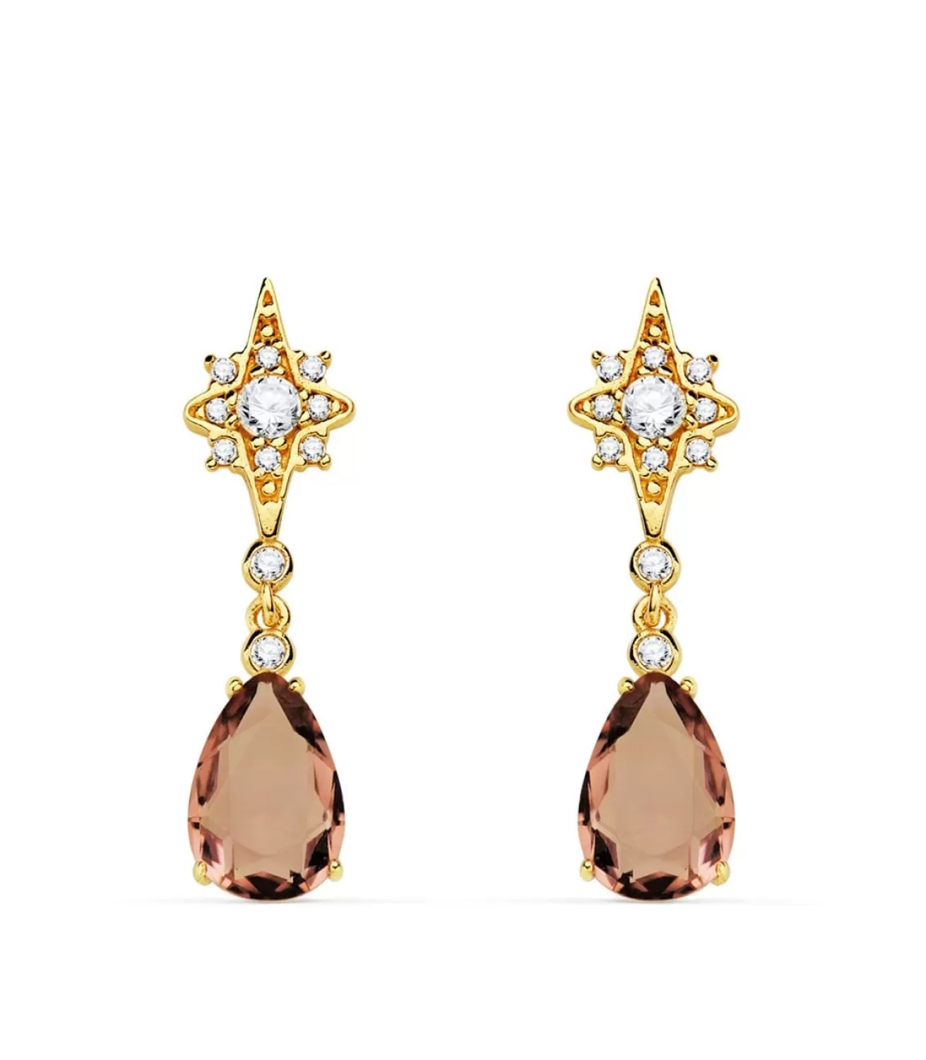 Pendientes Iowa Oro Amarillo 18K Piedra Marsala<Alda Joyeros Sale