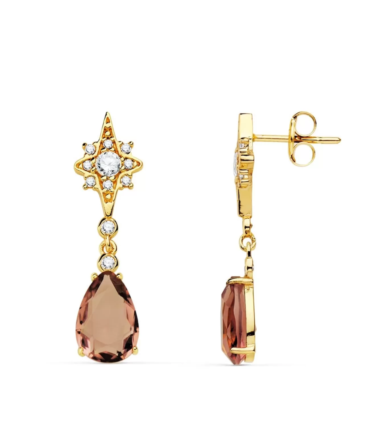 Pendientes Iowa Oro Amarillo 18K Piedra Marsala<Alda Joyeros Sale