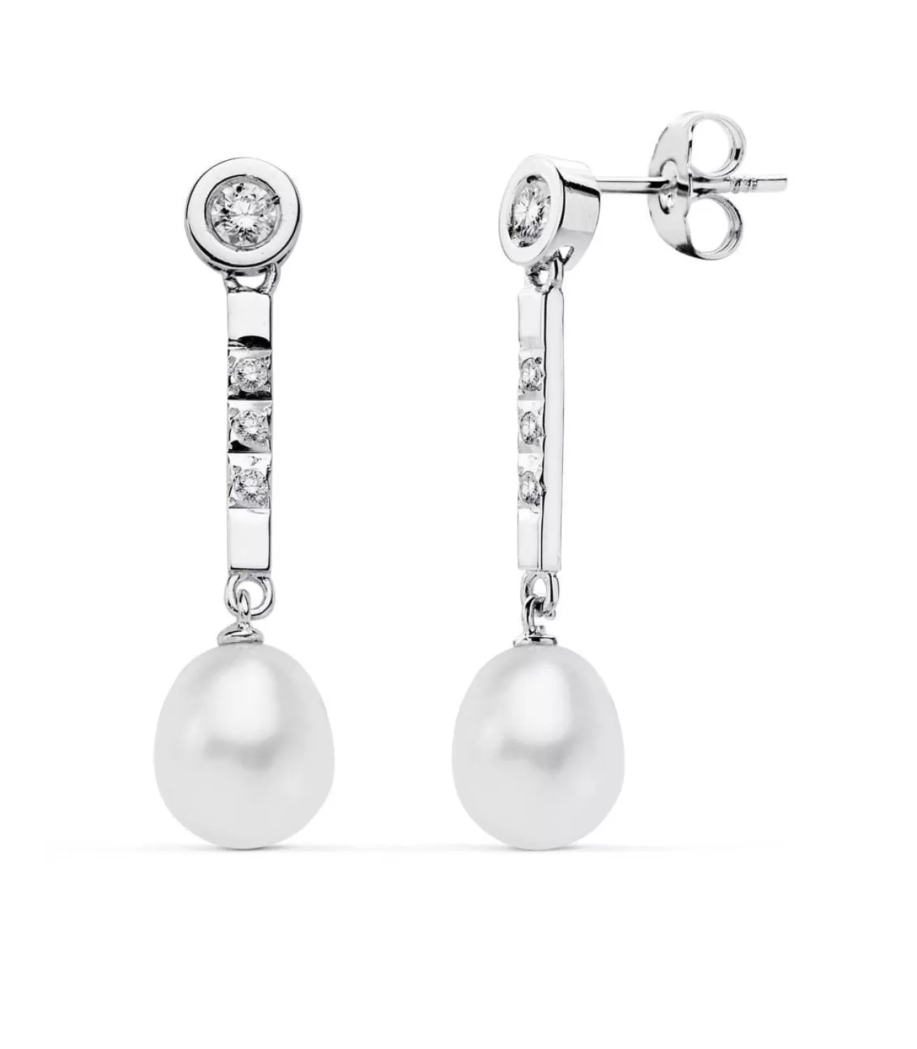 Pendientes Largos Lille Perlas Cultivadas Oro Blanco 18 K 7 Mm<Alda Joyeros Fashion