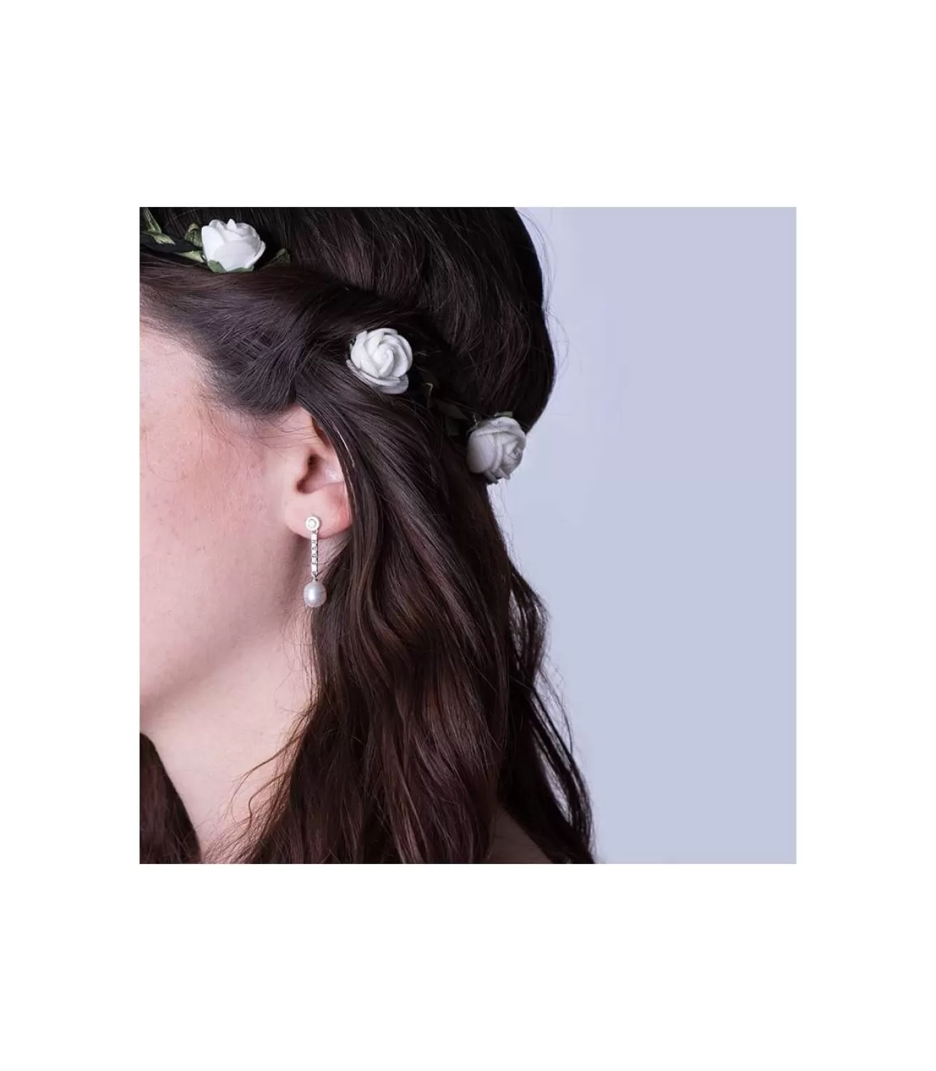 Pendientes Largos Lille Perlas Cultivadas Oro Blanco 18 K 7 Mm<Alda Joyeros Fashion