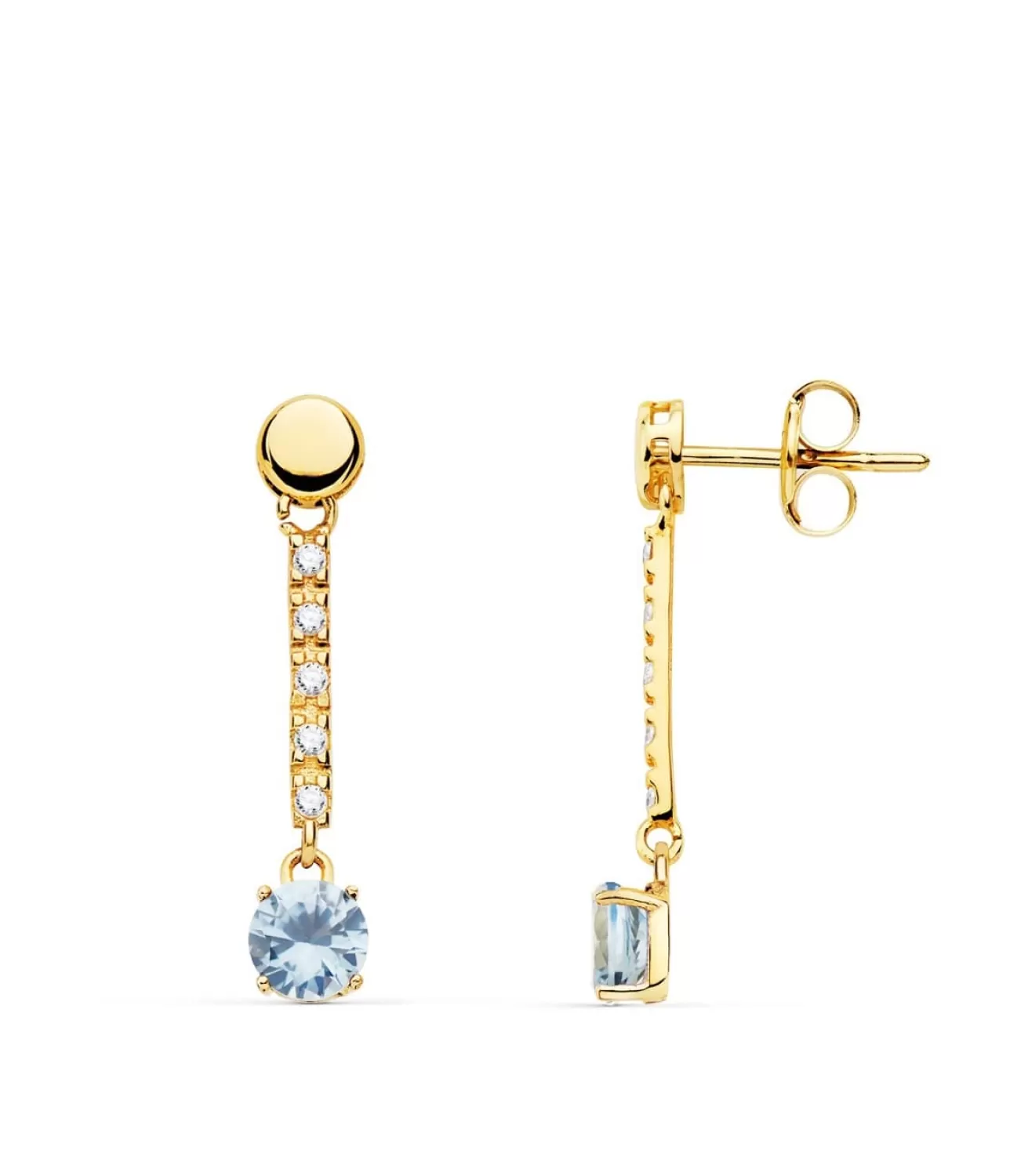 Pendientes Largos Oro 18K Aguamarina<Alda Joyeros Store
