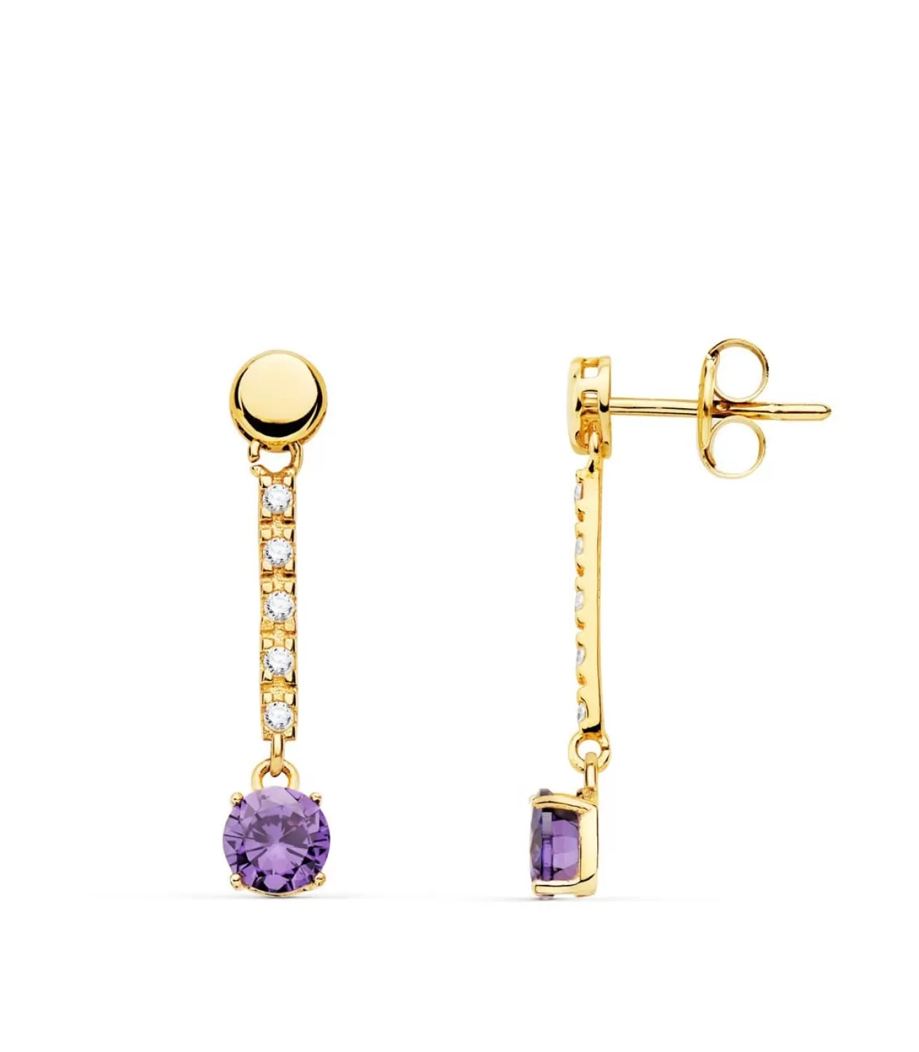 Pendientes Largos Oro 18K Amatista<Alda Joyeros Sale