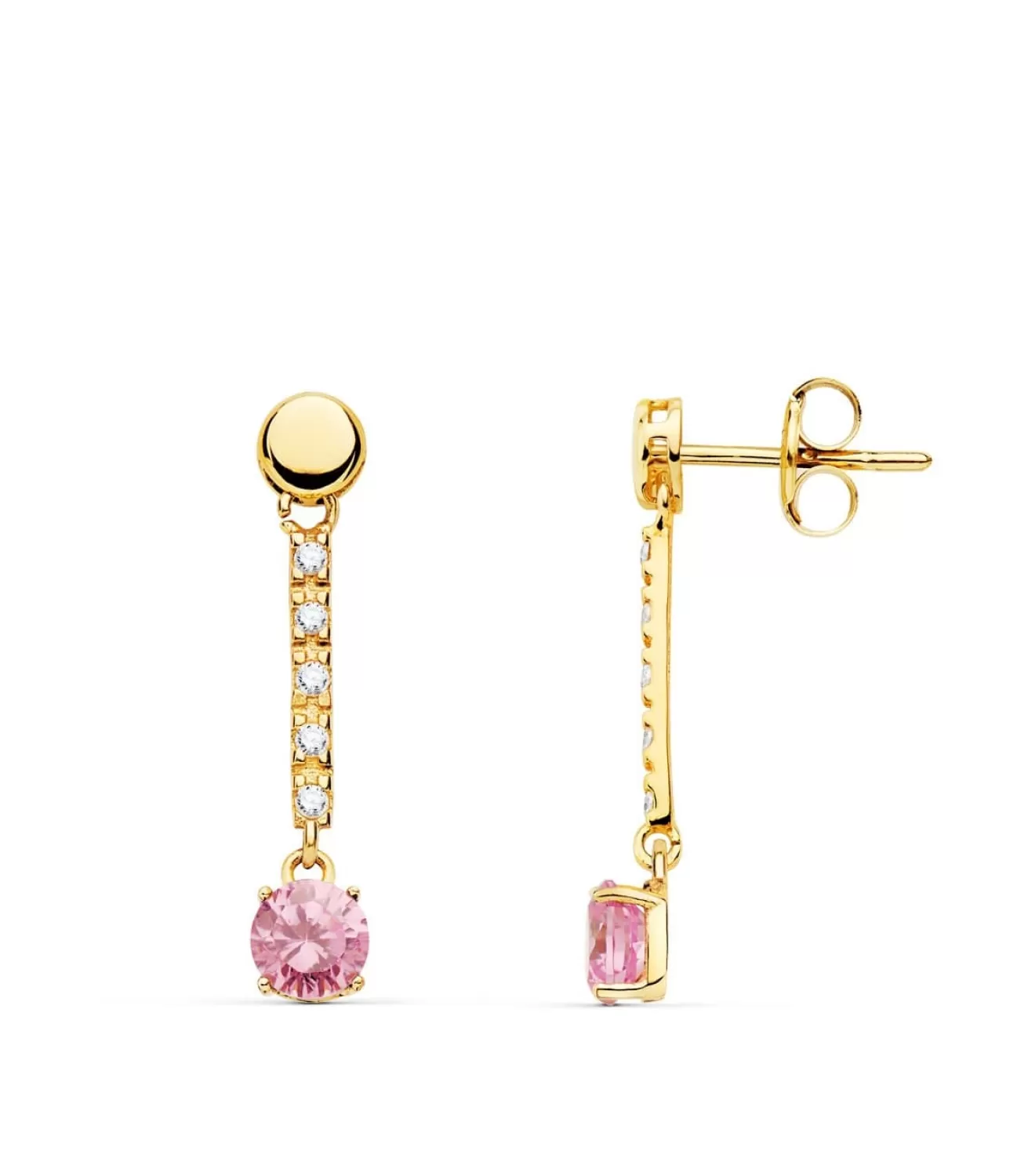 Pendientes Largos Oro 18K Rosa<Alda Joyeros Shop