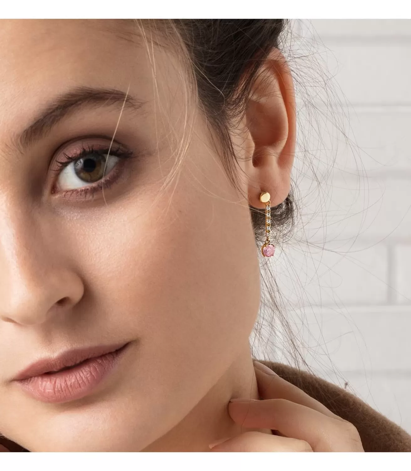 Pendientes Largos Oro 18K Rosa<Alda Joyeros Shop