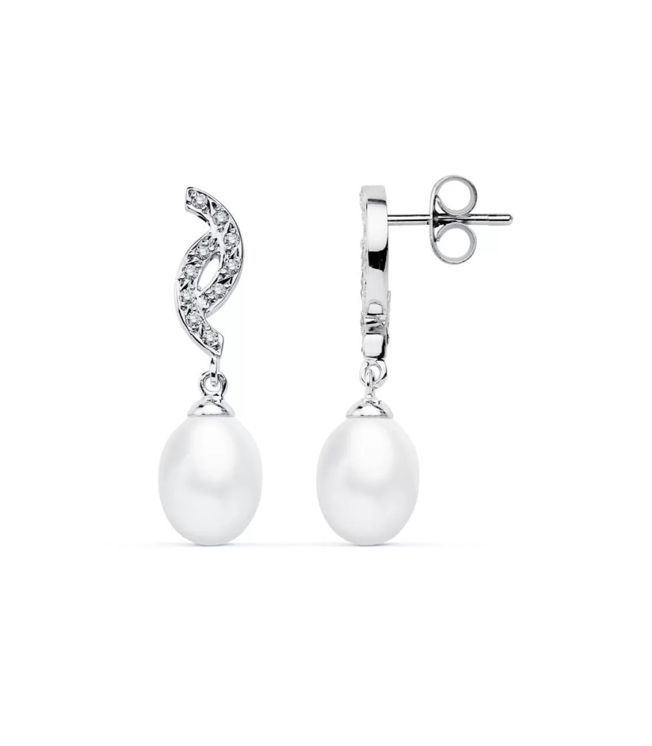 Pendientes Madame Charlotte Aglae Oro Blanco 9K Perla<Alda Joyeros Discount
