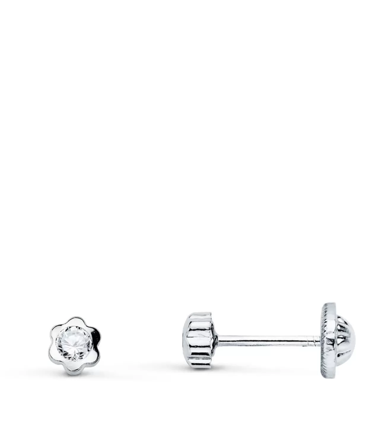 Pendientes Margarita Circonita Oro Blanco 18K 4Mm<Alda Joyeros Sale