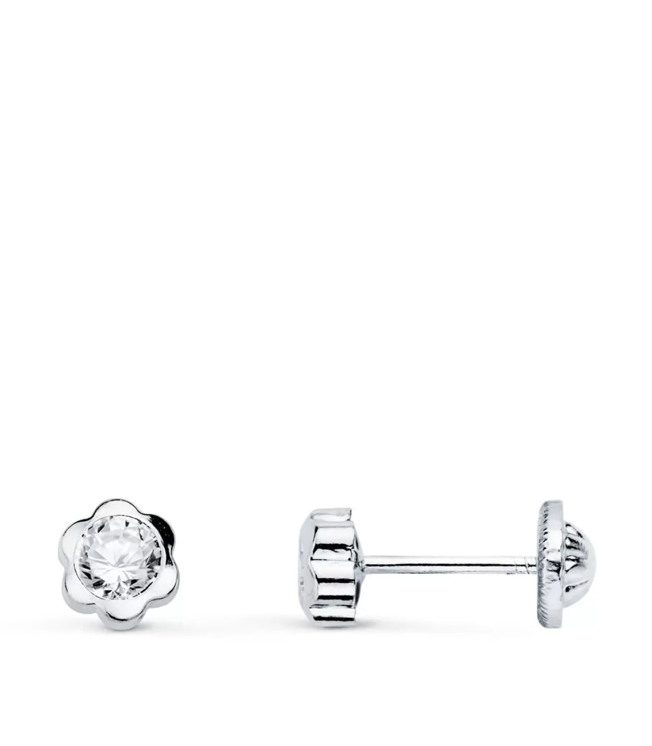Pendientes Margarita Circonita Oro Blanco 18K 5Mm<Alda Joyeros Fashion