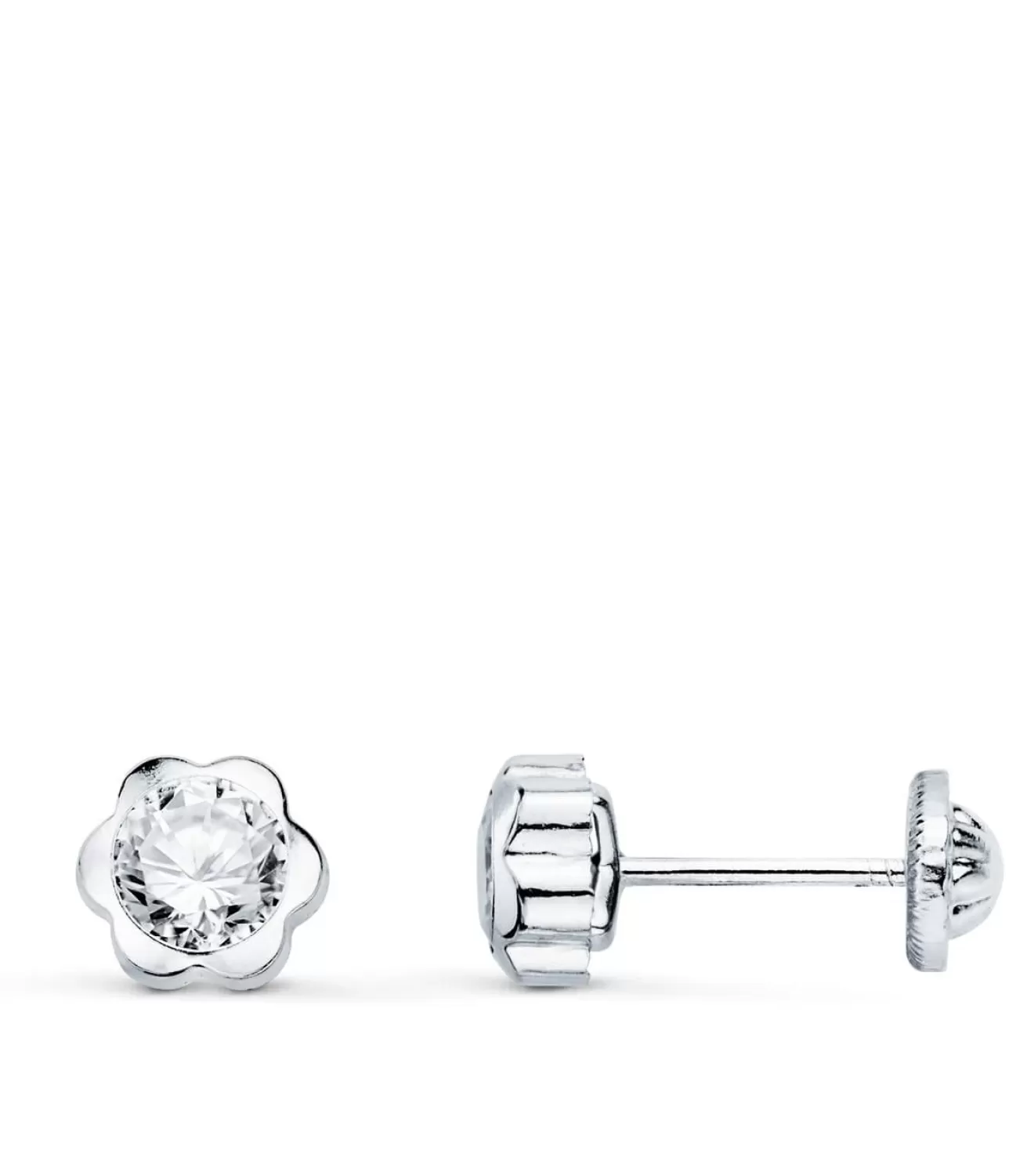 Pendientes Margarita Circonita Oro Blanco 18K 6Mm<Alda Joyeros Best Sale