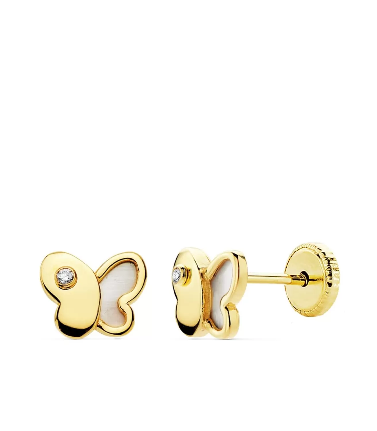 Pendientes Mariposa Nacar 7 Mm Oro Amarillo 18 K<Alda Joyeros Best