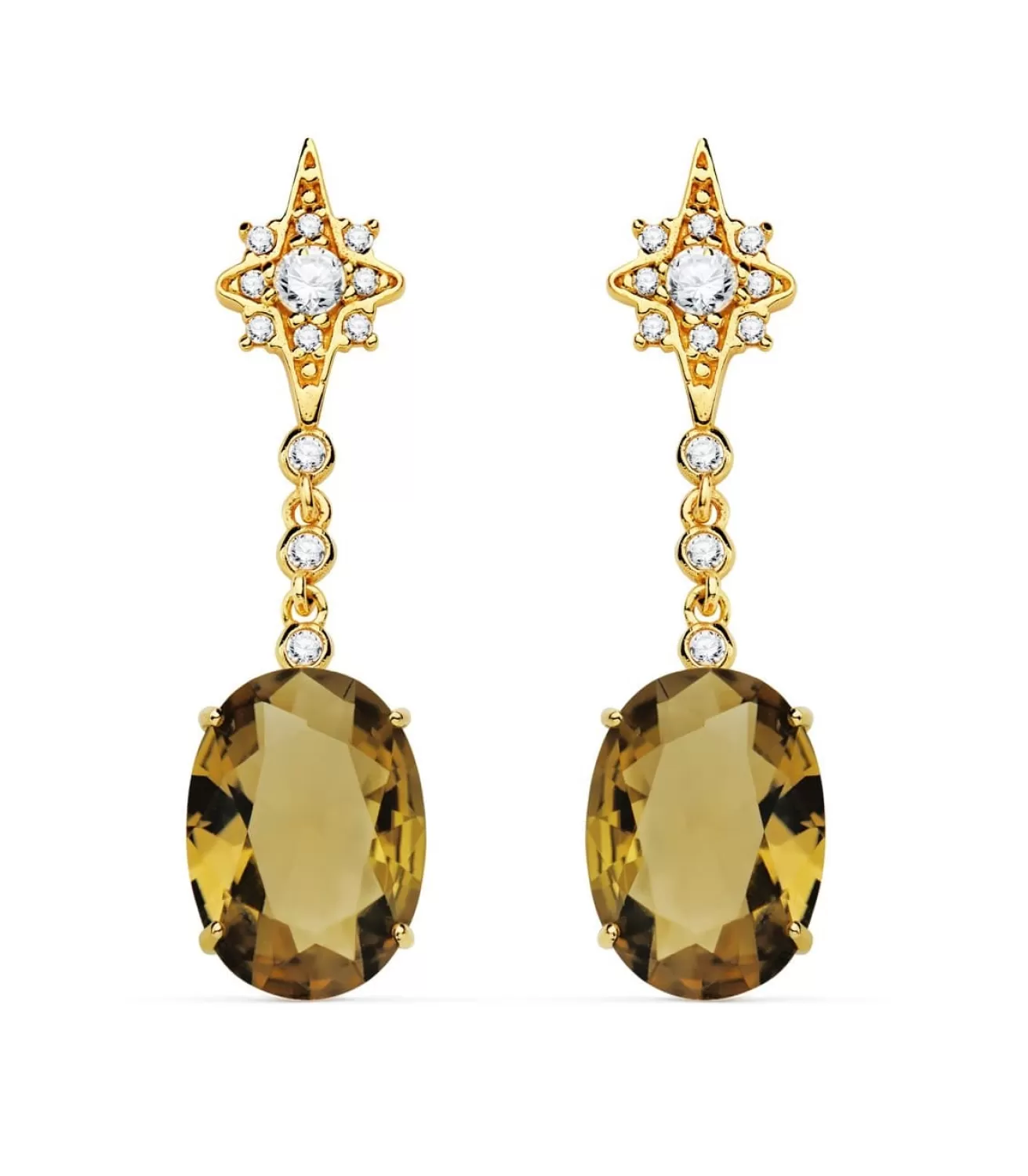Pendientes Maryland Oro Amarillo 18K Piedra Fume<Alda Joyeros Cheap