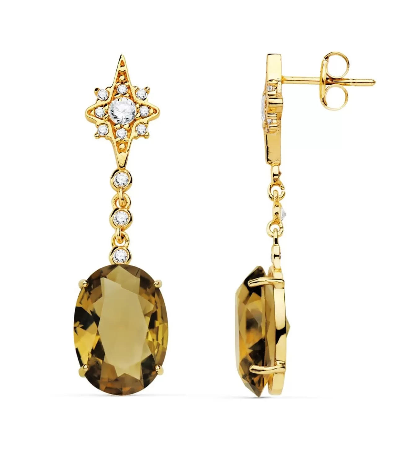 Pendientes Maryland Oro Amarillo 18K Piedra Fume<Alda Joyeros Cheap
