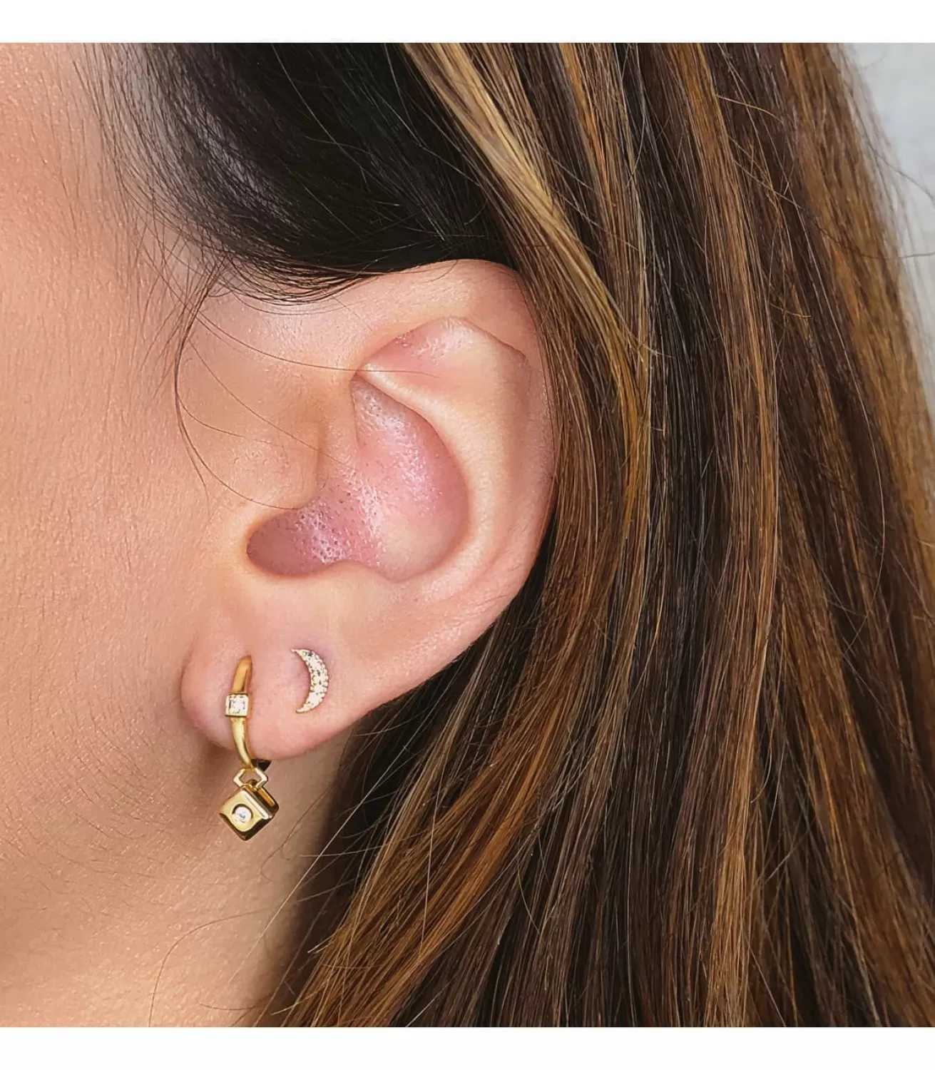 Pendientes Moon Diamantes 0.050 Qtes. Oa 18K<Alda Joyeros Discount