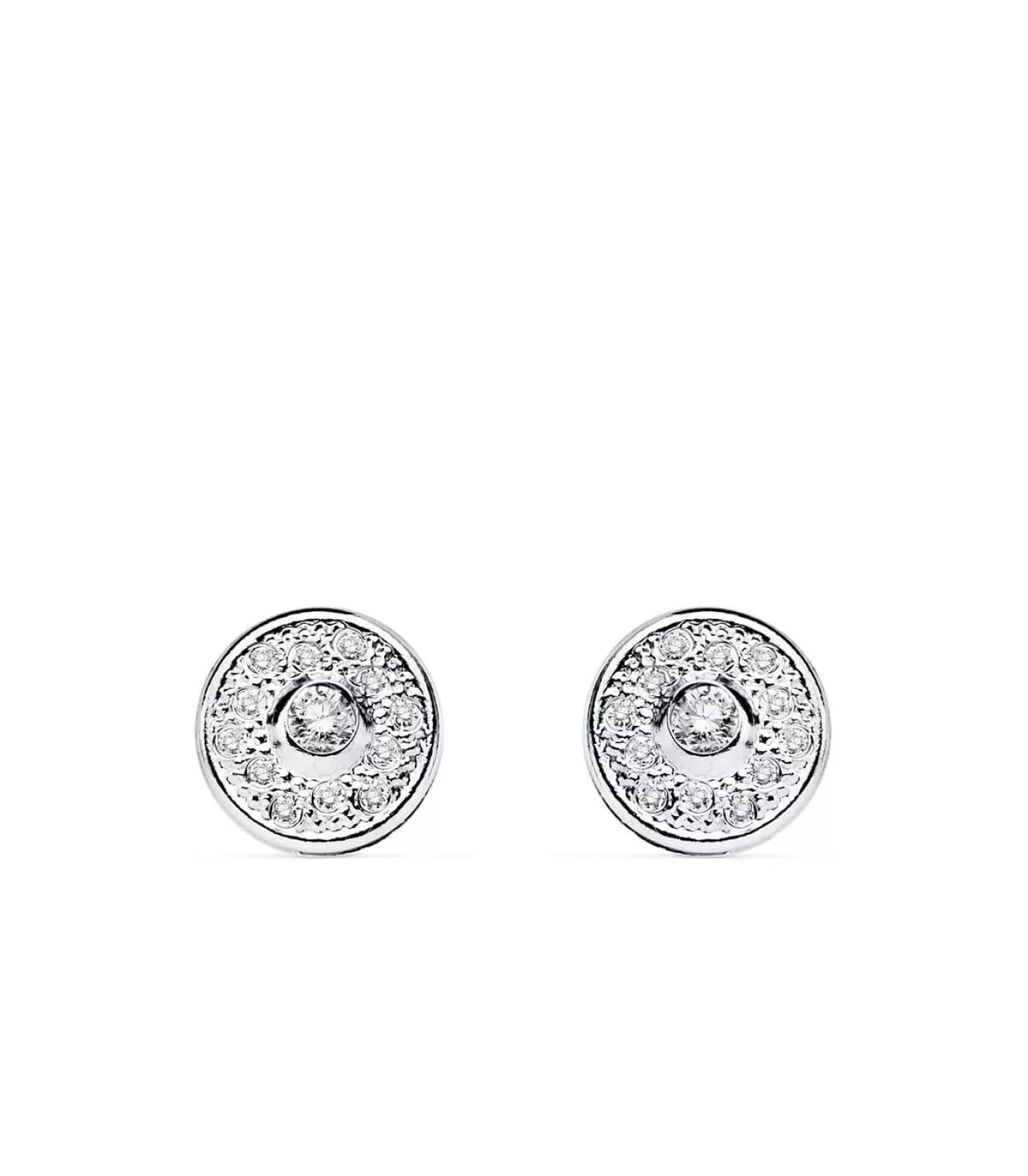 Pendientes Mujer Chaton Grano Oro Blanco 18K<Alda Joyeros Hot