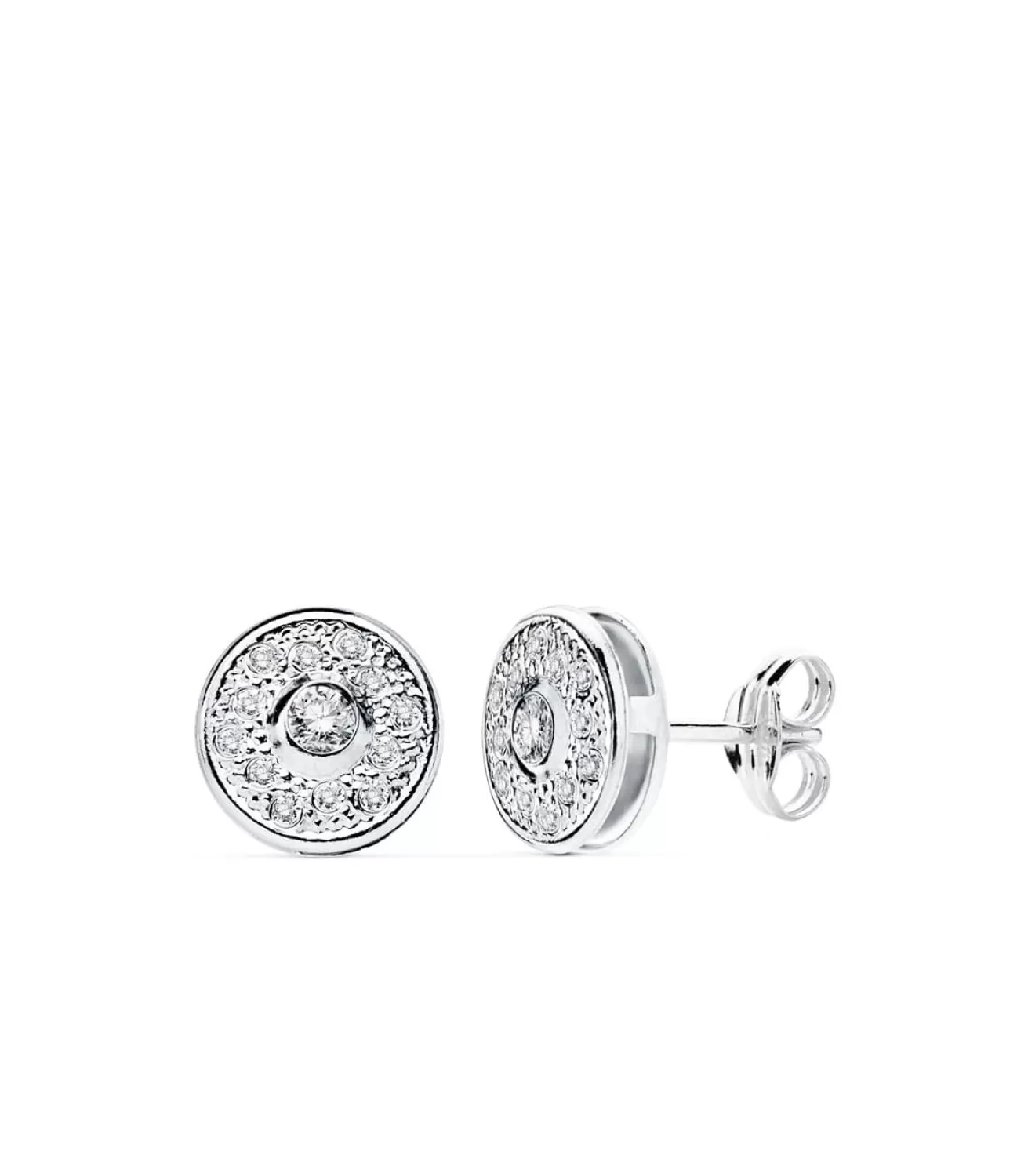 Pendientes Mujer Chaton Grano Oro Blanco 18K<Alda Joyeros Hot