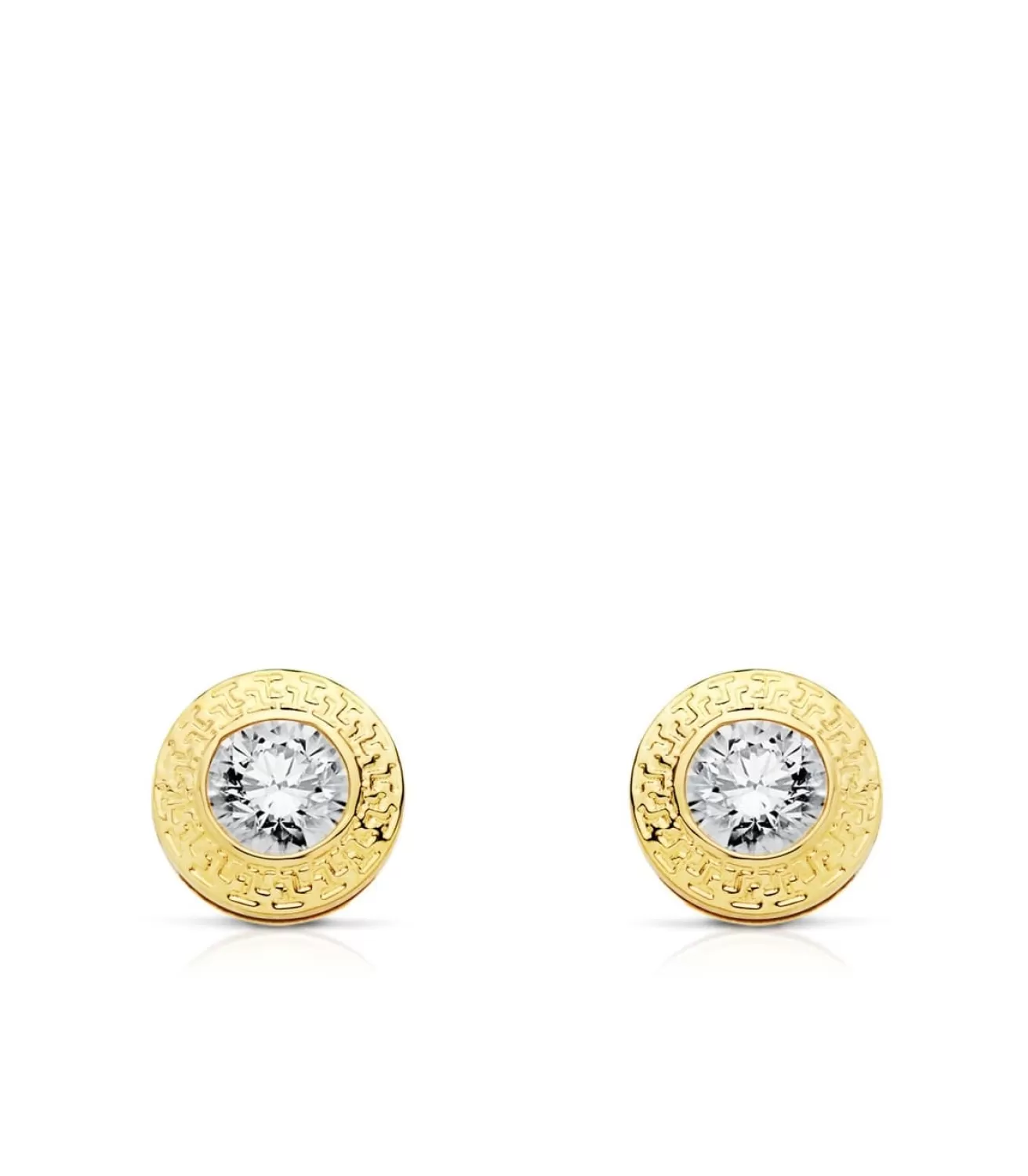 Pendientes Mujer Monique Oro Amarillo 18 K Chaton Greca 7 Mm<Alda Joyeros Clearance