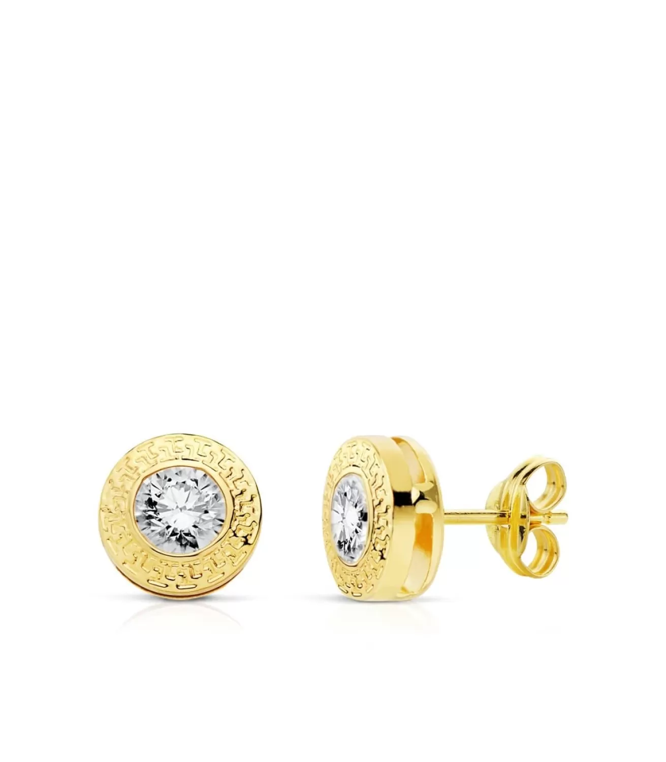 Pendientes Mujer Monique Oro Amarillo 18 K Chaton Greca 7 Mm<Alda Joyeros Clearance