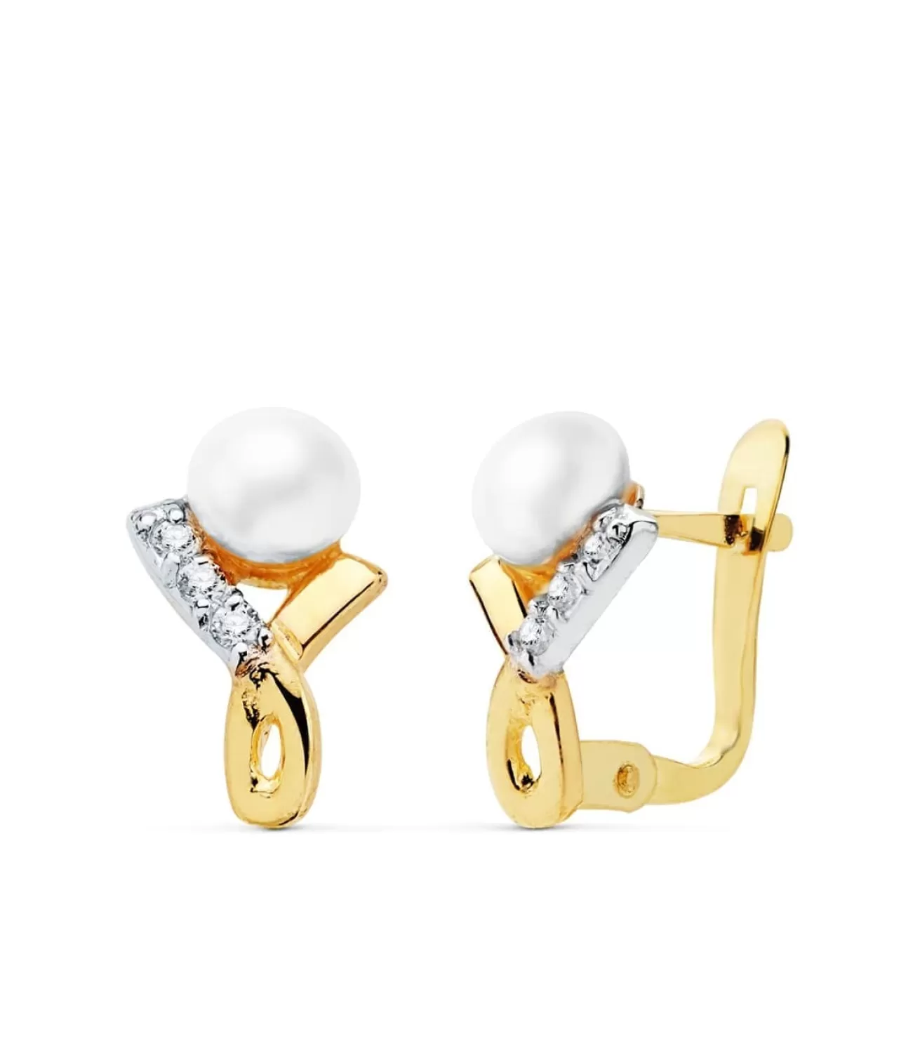 Pendientes Niña Comunion Asun Oro Bicolor 18K Perla<Alda Joyeros Hot