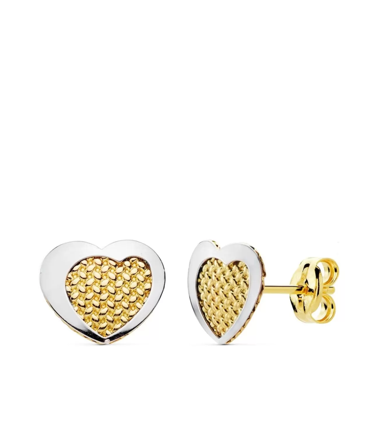 Pendientes Niña Deme Corazon Oro Bicolor 18 K 9 Mm<Alda Joyeros Cheap
