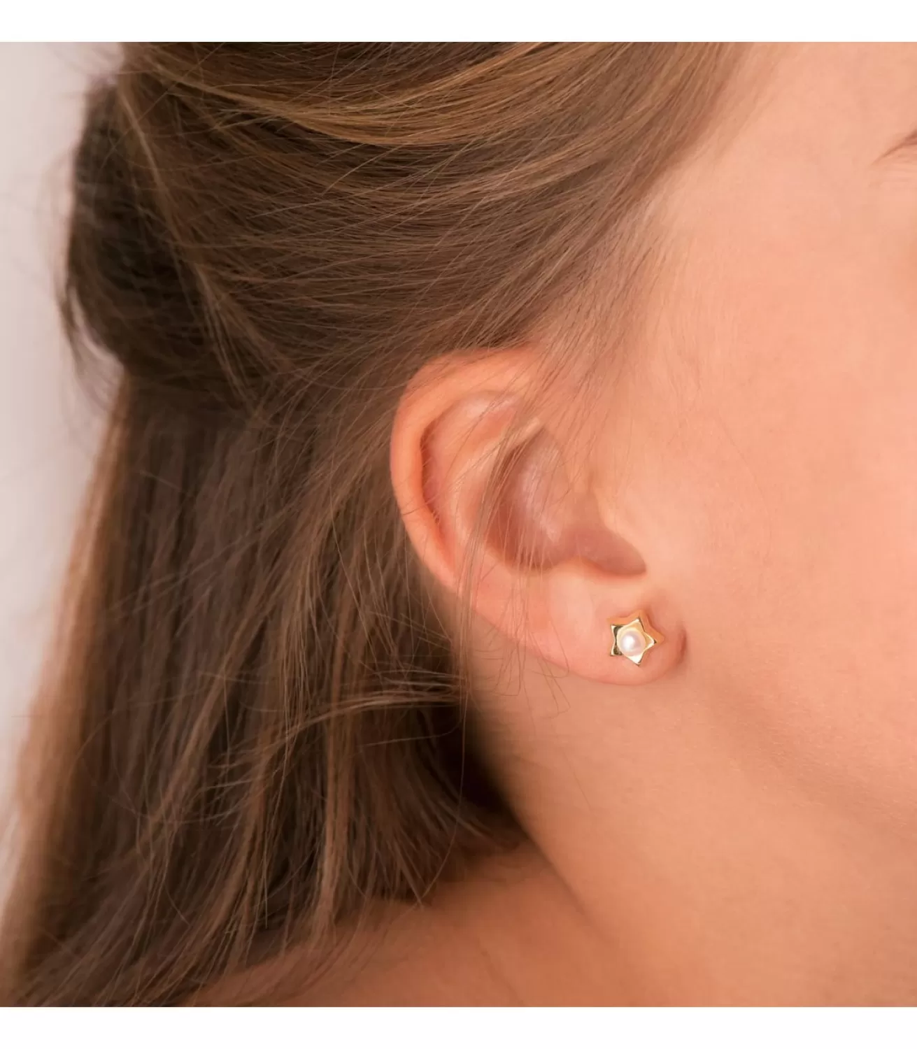 Pendientes Niña Perla Estrellas Oro Amarillo 18K 8 Mm<Alda Joyeros Outlet