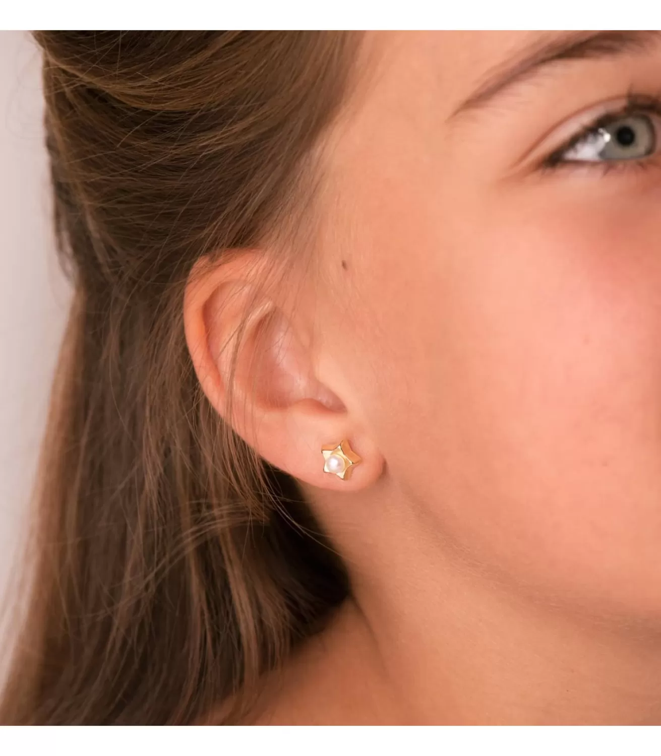 Pendientes Niña Perla Estrellas Oro Amarillo 18K 8 Mm<Alda Joyeros Outlet