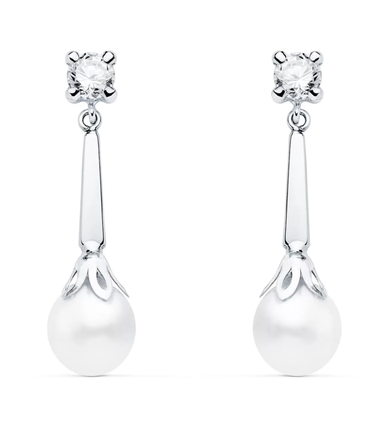 Pendientes Novia Agnes Oro Blanco 18K Perla<Alda Joyeros Store