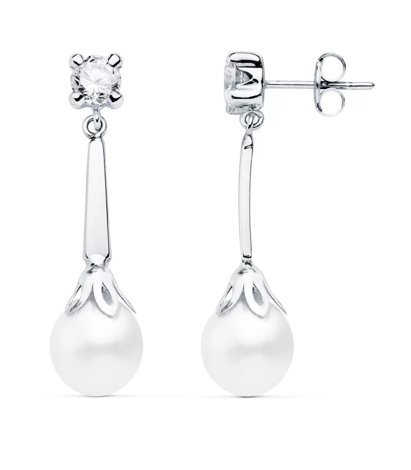 Pendientes Novia Agnes Oro Blanco 18K Perla<Alda Joyeros Store