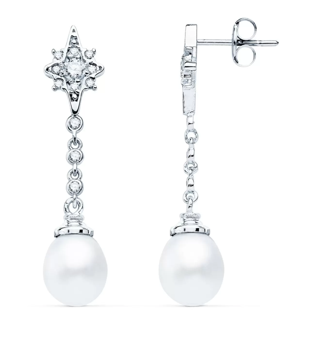 Pendientes Novia Nadine Oro Blanco 18K Perla<Alda Joyeros Flash Sale