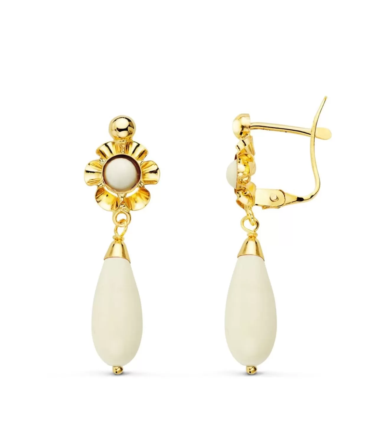 Pendientes Oro 18K Cubana Piedra Blanca 30Mm<Alda Joyeros Sale