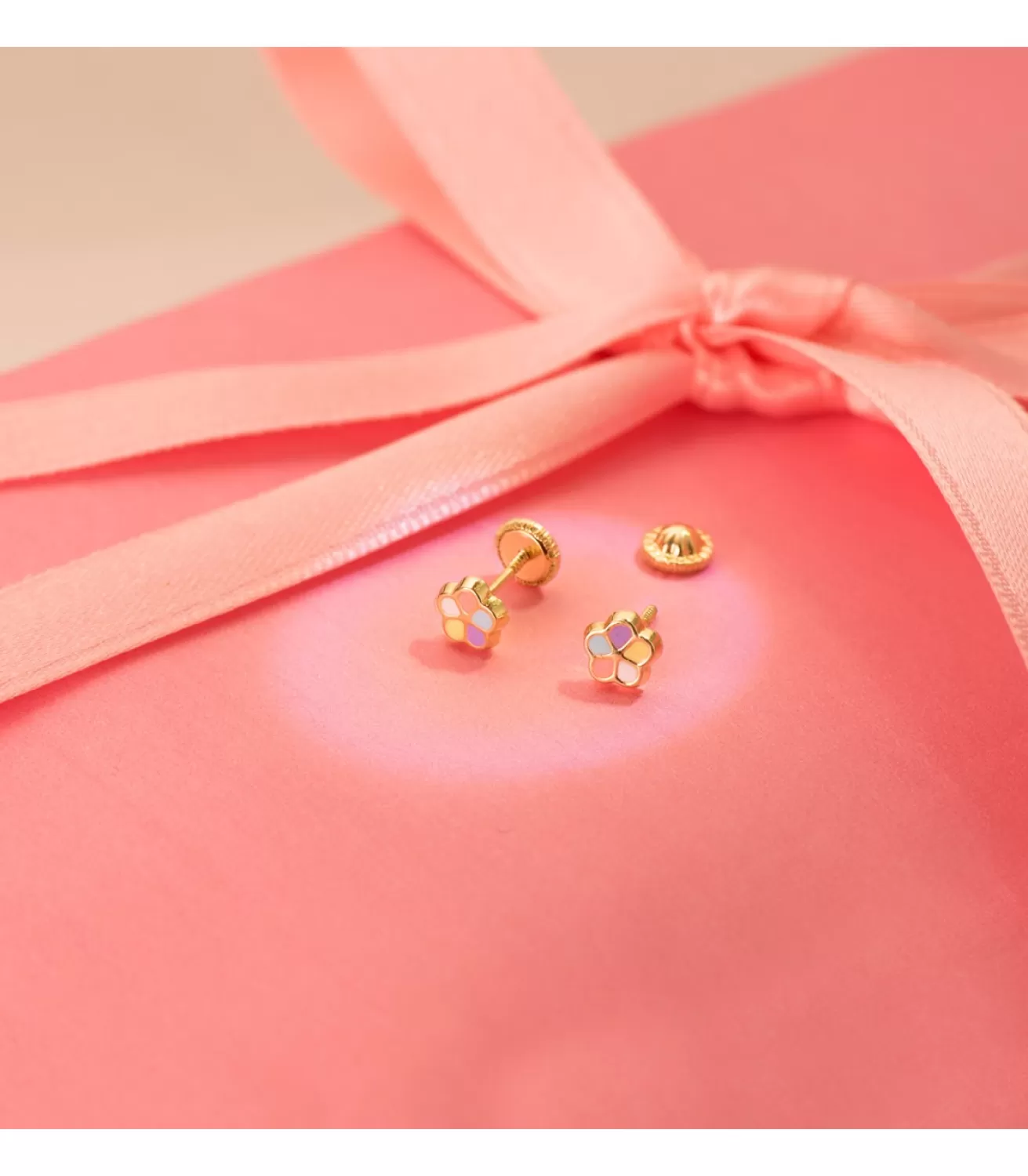 Pendientes Oro 18K Flor Colores 5 Mm<Alda Joyeros Sale