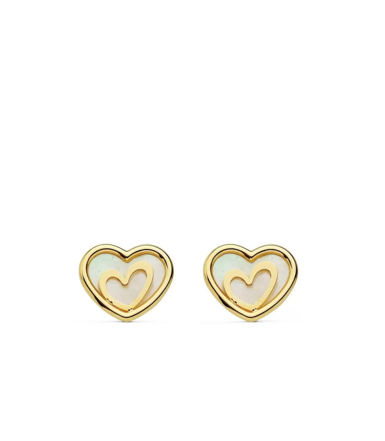 Pendientes Oro Amarillo 18 Ktes Corazones Nacar<Alda Joyeros Online