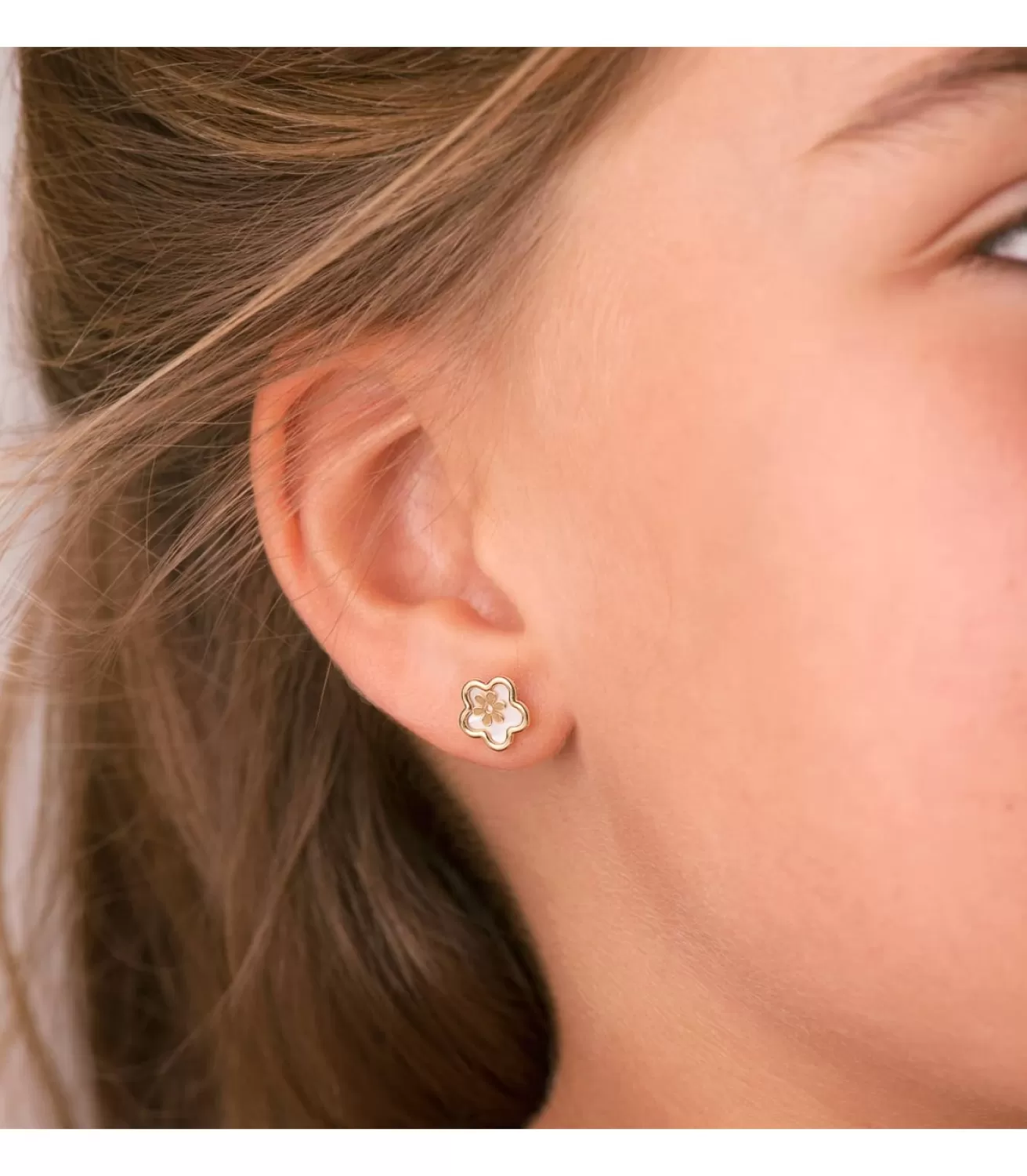 Pendientes Oro Amarillo 18 Ktes Flores Nacar<Alda Joyeros Fashion