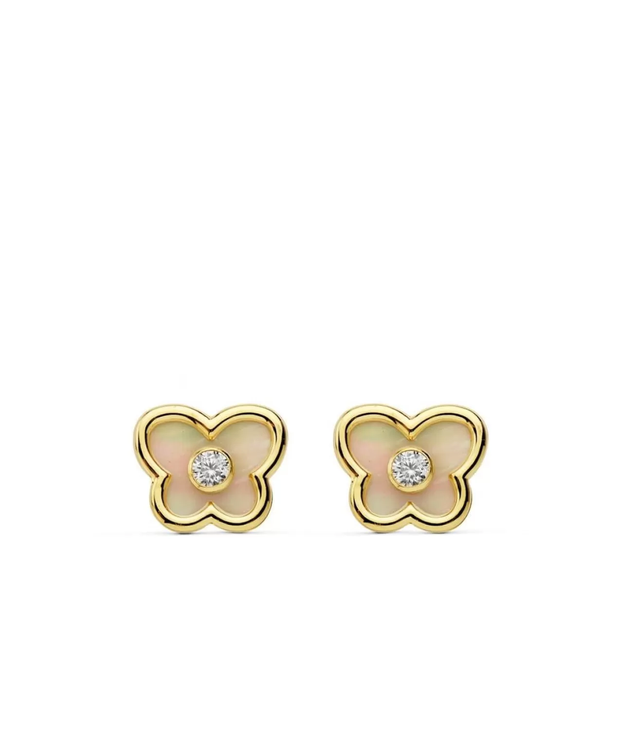 Pendientes Oro Amarillo 18 Ktes Mariposas Nacar<Alda Joyeros Discount