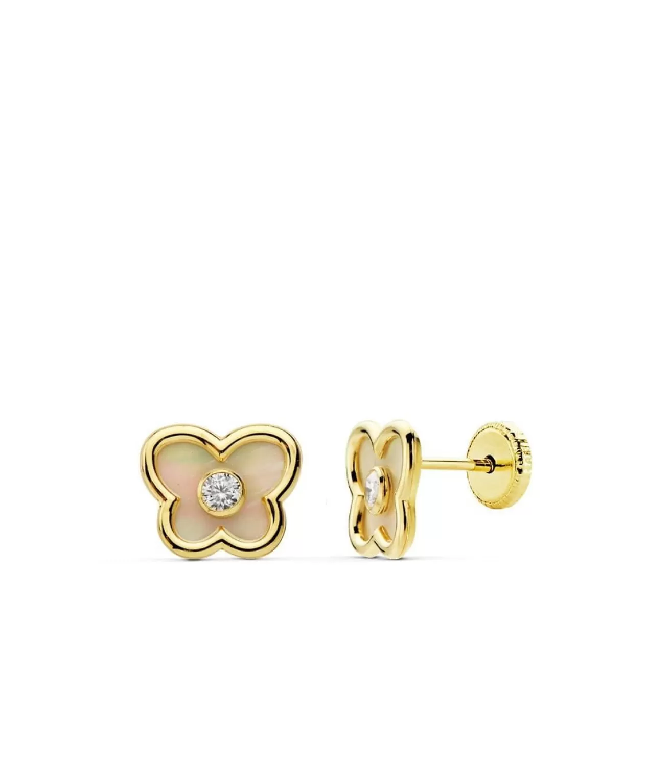 Pendientes Oro Amarillo 18 Ktes Mariposas Nacar<Alda Joyeros Discount