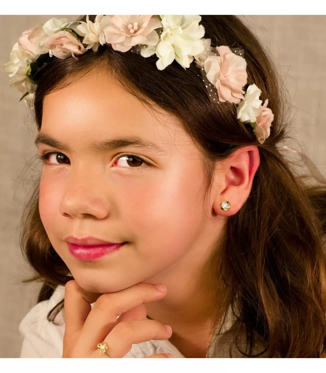 Pendientes Oro Amarillo 18K Emelie Flor Tallada 7Mm<Alda Joyeros Shop