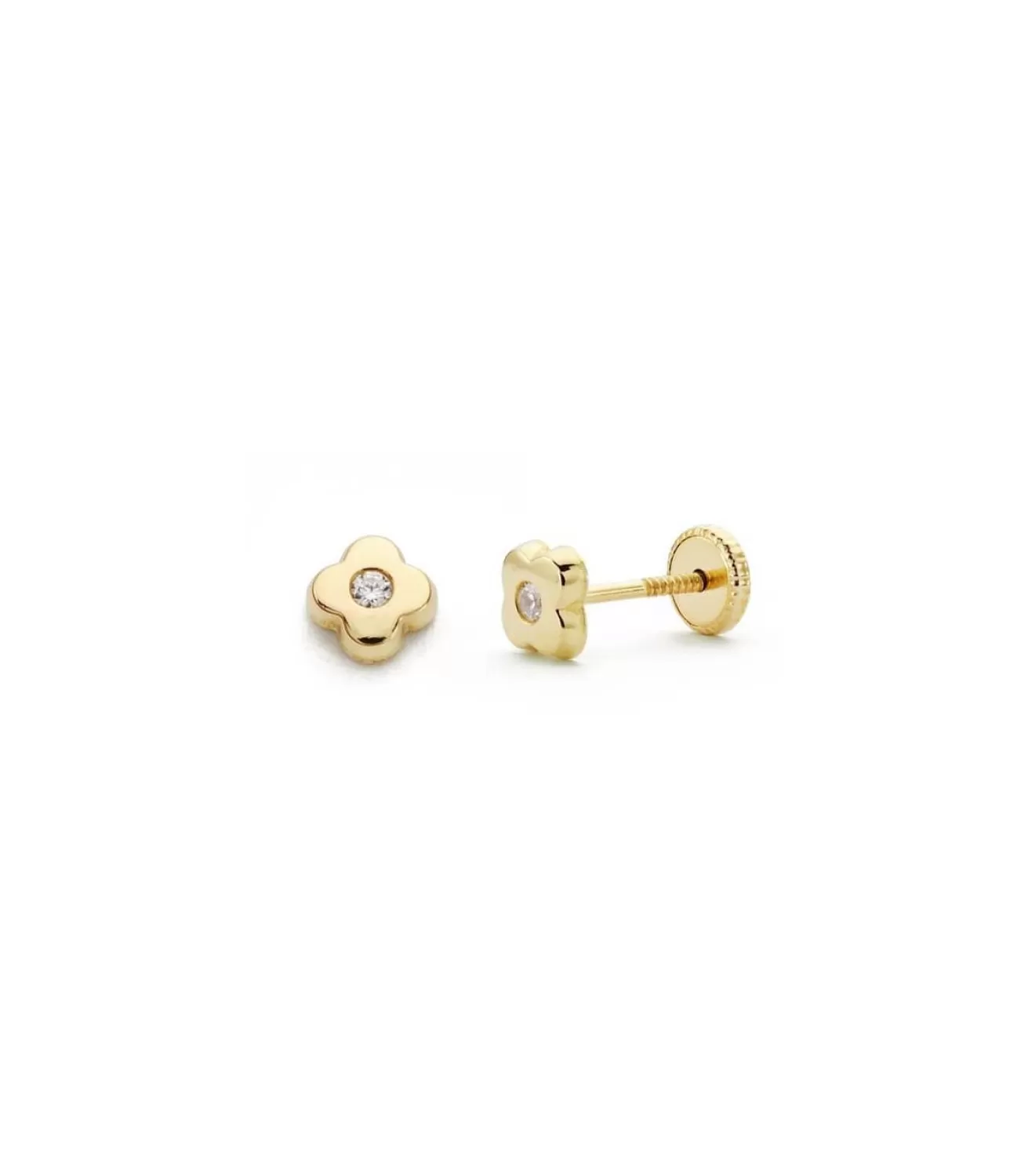 Pendientes Oro Amarillo Flor Circonita 18 Ktes<Alda Joyeros Shop