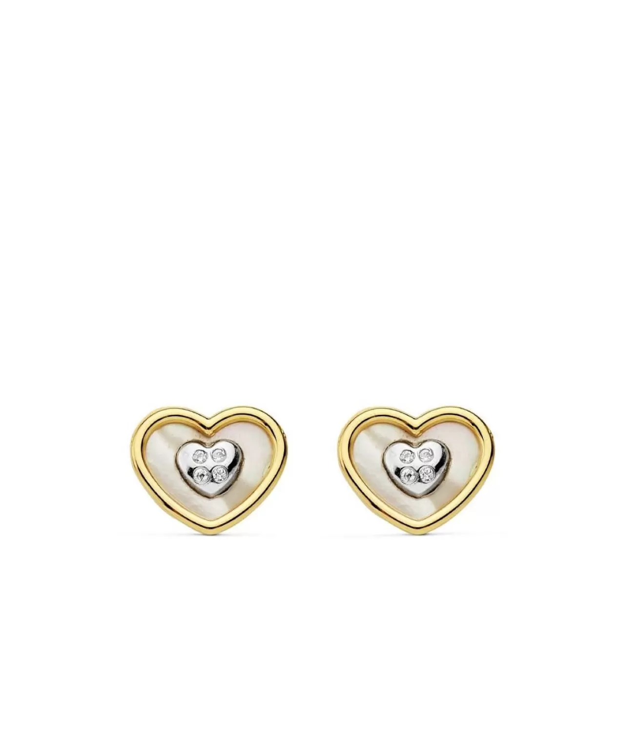 Pendientes Oro Bicolor 18 Ktes Corazones Nacar<Alda Joyeros Cheap