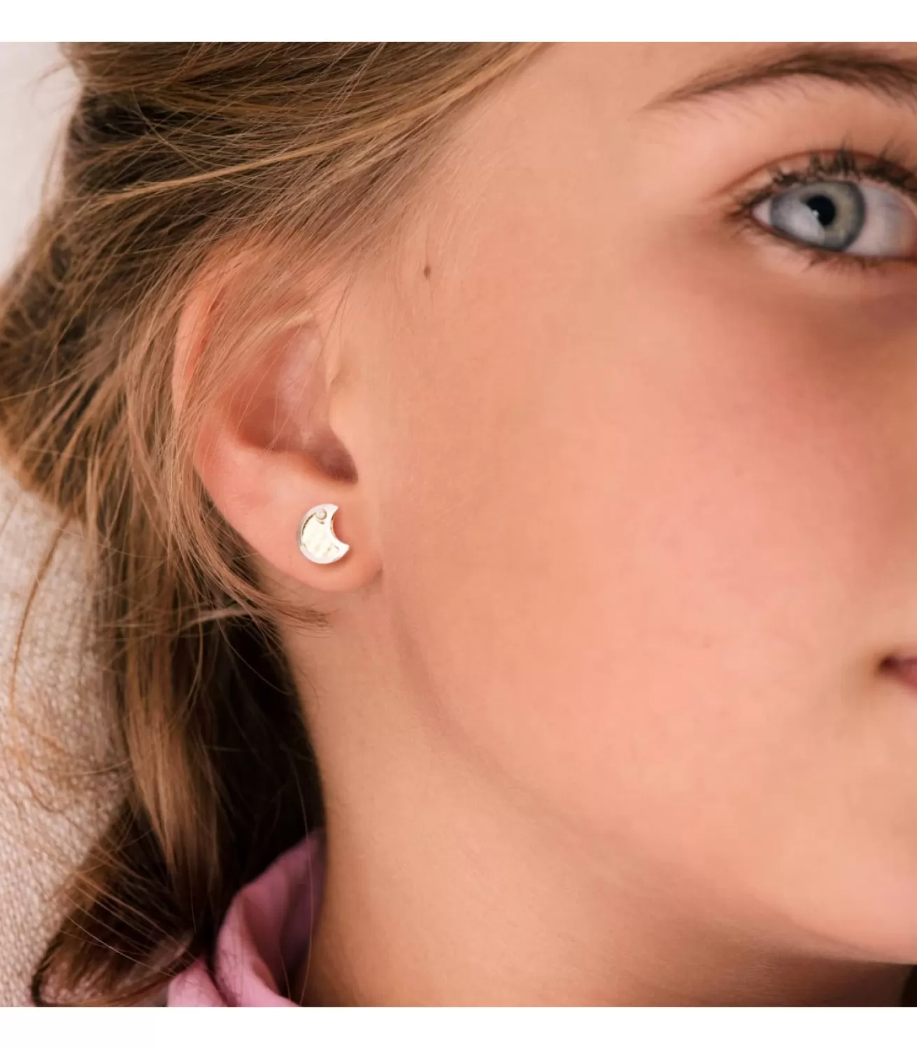 Pendientes Oro Bicolor 18K Moon 8 Mm<Alda Joyeros Flash Sale
