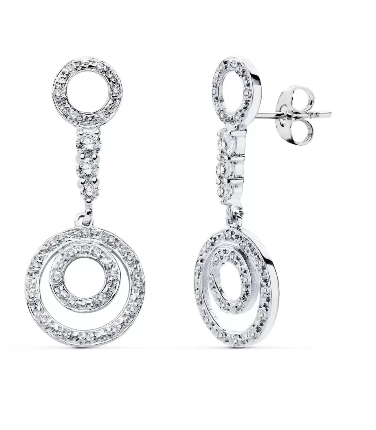 Pendientes Oro Blanco 18 Ktes Largos Redondos. Rennes<Alda Joyeros Clearance
