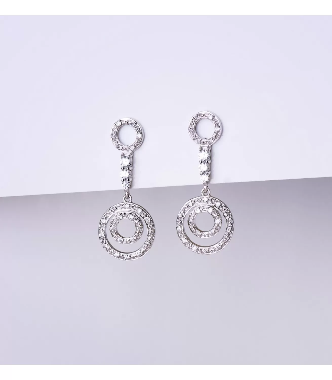 Pendientes Oro Blanco 18 Ktes Largos Redondos. Rennes<Alda Joyeros Clearance