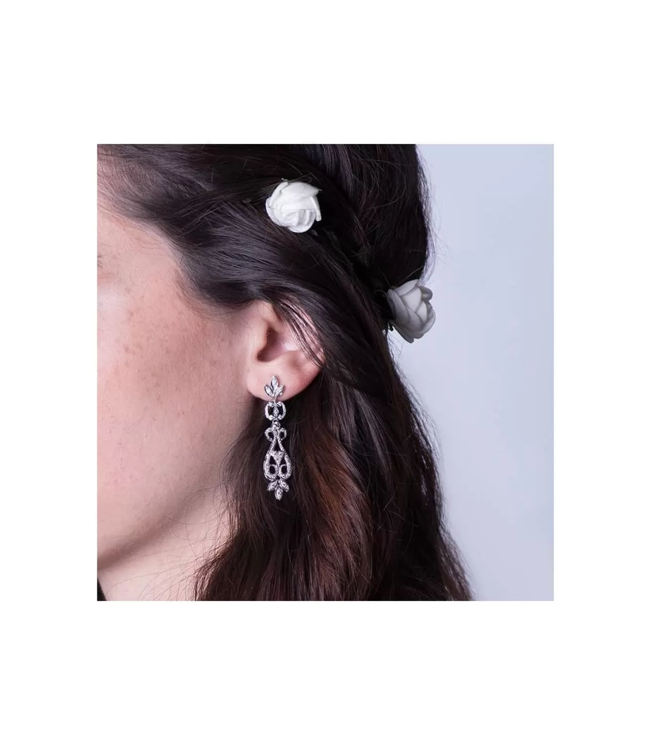 Pendientes Oro Blanco 18 Ktes Largos Y Circonitas. Garonne<Alda Joyeros Cheap